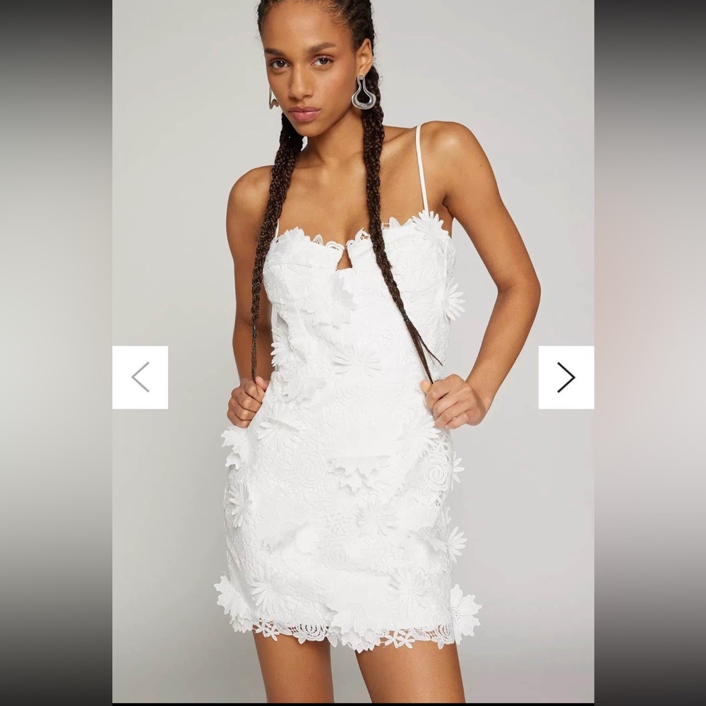 Bardot Brias Lace Mini Dress with Floral 3D Appliqué -Size XL (10)